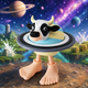 Рухома Brainrot іграшка La Vaca Saturno Saturnita чорна з білим кольором. - зображення 2