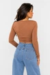 Кофта женская однотонная коричневого цвета Fashion размер 46 (217744) - изображение 3