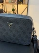 Сумка чоловіча unisex Guess Milano через плече сіра з монограмою - изображение 11