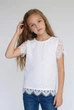 Блузка для дівчинки мереживна з коротким рукавом, Смайл Тайм Eva, SmileTime, біла, розмір 146 (LCG9-01-2) - зображення 1