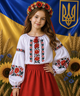 Вишиванка для дівчинки, Блузка для дівчинки, тканина поплін, зріст 128 - зображення 1