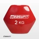 Гантель EasyFit 2 кг 1 шт з вініловим покриттям червона цільнолита нерозбірна для фітнесу (WLSGD2R) - зображення 3