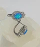 Серебряные серьги с голубым опалом и цирконами (066613/33) - изображение 3