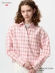 Укороченная рубашка свободного кроя JW ANDERSON UNIQLO в клетку 1159863607 (Розовый M) - изображение 1