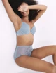 Набор кружевных трусиков Marks&Spencer миди High rise shorts размер 16 3 шт grey blue 0265 - изображение 5