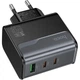 Мережевий зарядний пристрій Hoco CS75A USB/2 Type-C PD 70W midnight black - зображення 5
