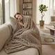 Плед мягкий на диван и кровать Soft Square LUX 180х200см (двуспальный), теплый фактурный плед-покрывало Шоколад - изображение 5