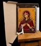 Икона Божией Матери Семистрельная 21×29 см на дереве с натуральным холстом, частицей ладана и подставкой - изображение 5