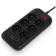 Мережевий фільтр живлення ColorWay , 6 розеток/4USB Black (CW-CHE64B) - зображення 3