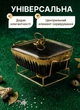 Мармитница фарфоровая чёрная настольная прямоугольная на 1 л со стеклянной крышкой и металлической подставкой с подогревом для подачи горячих вторых блюд на банкете размером 31х16х11 см - изображение 3