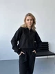 Флисовый тонкий спортивный термо костюм детский для девочки (кофта и джогеры) из двустороннего флиса 152 черный - изображение 8