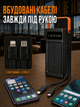Павербанк Andowl Q-TD86X1 75000 мАг Power Bank зовнішній акумулятор із сонячною батареєю LED-ліхтарем швидким заряджанням QC 3.0 4 USB вбудованими кабелями Lightning Type-C для телефона чорний - зображення 4