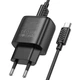 Мережевий зарядний пристрій HOCO C141A Smart dual-port charger Type-C cable 10.5W Black - зображення 3