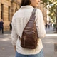 Удобная слинг сумка для женщин из экокожи Vintage 22747 коричневая - изображение 2