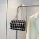 Твидовая сумка на цепочке с клапаном Lilly P2-1401-1AW черно-белая - изображение 3