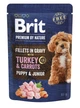 Влажный корм Brit Premium Fillets in Gravy Turkey & Carrots Puppy для щенков малых пород, филе в соусе, индейка и морковь, 85 г - изображение 1