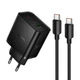 Мережевий зарядний пристрій Hoco N75 USB/ 2 Type-C PD 65W + кабель Type-C to Type-C black - зображення 1