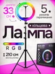 Кольцевая цветная RGB LED лампа 33 см Ring Light со штативом 210 см и держателем для телефона профессиональный кольцевой селфи свет для блоггеров ТикТок визажистов бьюти-мастеров фото и видеосъемки многоцветное освещение с регулировкой режимов и яркости - изображение 1
