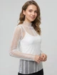 Жіноча прозора кофтинка у вертикальну смужку з високим коміром Honey Fashion Accessories S/М білий (10-140) - зображення 1