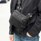 Сумка через плечо Hunter Mini Black, барсетка из Оксфорда 1000Д, черная, с Velcro-панелью для патчей (20х15х5 см) - изображение 3