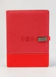 Блокнот с Powerbank беспроводной зарядкой Universal дневник с флешкой 16 Гб Красный (ткань) + листья в клеточку - изображение 3