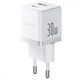 Зарядное устройство Baseus Palm Fast Charger 30W Сетевой адаптер Type-C/USB с быстрой зарядкой PD3.0/QC3.0/SCP/AFC, Белый - изображение 4