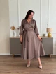 Нарядное атласное платье на запах мокко FashionYouWant L/XL кофейный 43458040 - изображение 1