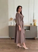 Нарядное атласное платье на запах мокко FashionYouWant L/XL кофейный 43458040 - изображение 4