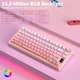 Клавиатура Беспроводная AULA S75 PRO Pink Gradient Игровая Механическая. 2.4G/Bluetooth/Кабель. c Экранчиком. RGB Подсветка. Аккумулятор 4000mAh. Star Vector Linear Switch - изображение 5