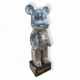 Фигурка Bearbrick серебряного цвета на подставке SUPREME 155 см. Дизайнерская игрушка Беарбрик. Фигурка Be@rbrick - изображение 8