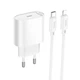 Зарядний пристрій Hoco C109A Fighter 20W Type-C + Type-C to Lightning Cable White (6942007656665) - изображение 1