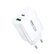 Мережевий зарядний пристрій Remax RP-U122 Kiddy 33 Вт PD+QC USB Type-C + USB-A білий - изображение 1