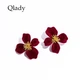 Сережки-гвоздики Qlady з червоною квіткою для жінок, елегантні високоякісні срібні голчасті сережки 2025 року, розкішні прикраси для вух, подарунок на день народження - изображение 4