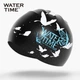 WATERTIME / Shuichuan Женская силиконовая водонепроницаемая шапочка для плавания с длинными волосами, с широкими ушами, не сдавливает, бережно относится к волосам, угольно-черная - изображение 4