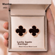 Срібні сережки-гвоздики MANHE 999 проби з чотирма листками конюшини для жінок, подарунок на день народження дівчини у новому стилі 2026 року - изображение 4
