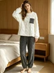Пижама женская из флиса серая с белым Oversize S-L 0000881 - изображение 1
