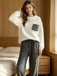 Пижама женская из флиса серая с белым Oversize S-L 0000881 - изображение 3