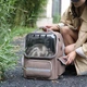 Рюкзак переноска для кота кошки котенка маленьких собак до 8 кг прозрачный коричневый (002280) - изображение 3