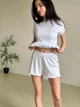 Женская пижама тройка футболка+шорты+брюки с рюшами Rose Amour L/XL белая SetWH121315 - изображение 8