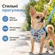 Шлейка-жилетка с поводком для собак и котов, голубая с цветочным принтом, размер S - изображение 3