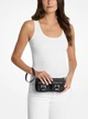 Женская маленькая сумка багет Michael Kors Zoe черная с монограмним лого - изображение 3