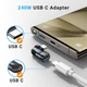 Переходник поворотный 540° USB Type-C M/F Fast Charging (PD3.1 240W 5A/48V) LED Metal Grey (48877) - изображение 7