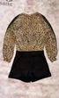 Жіночий комбінезон Poliit 38 розмір з леопардовим верхом і замшевими шортами чорний - изображение 6