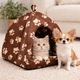 Мягкий домик для собак и кошек, Pet Hut White, Коричневый / Спальное место для животных / Будка-лежанка мягкая - изображение 4