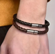 Комплект 2 стильних плетених браслетів Retro Braided, чорний з коричневим, для чоловіків з екошкіри - изображение 2