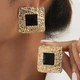 Сережки Стильна акцентна урочиста біжутерія jewelry Золотистий чорний - зображення 1