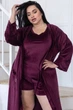 Комплект велюровий пижама с халатом на большие размеры Ксл1550ш MiaNaGreen 3XL Сливовый - изображение 2