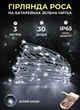 Светодиодная гирлянда Роса 3 метра на батарейках GarlandoPro 30 led лампочек нить на зеленом проводе IP65 белая - изображение 1