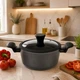 Кастрюля-казан Edenberg EB-3486 с алмазным покрытием и стеклянной крышкой 3,9 л 24x10,5 см (EB-3486) - изображение 1