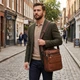 Чоловіча сумка з ручкою для перенесення в руці з натуральної шкіри Vintage 23025 Світло-коричневий - зображення 2